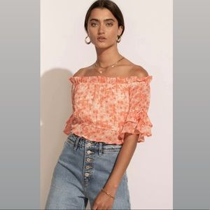Bohme, NWT, Coral Crop Top, Off the Shoulder, Size M